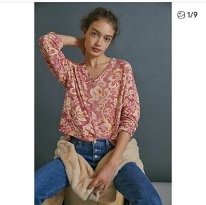 Pilcro Anthropologie Moira Thermal Top Size Medium